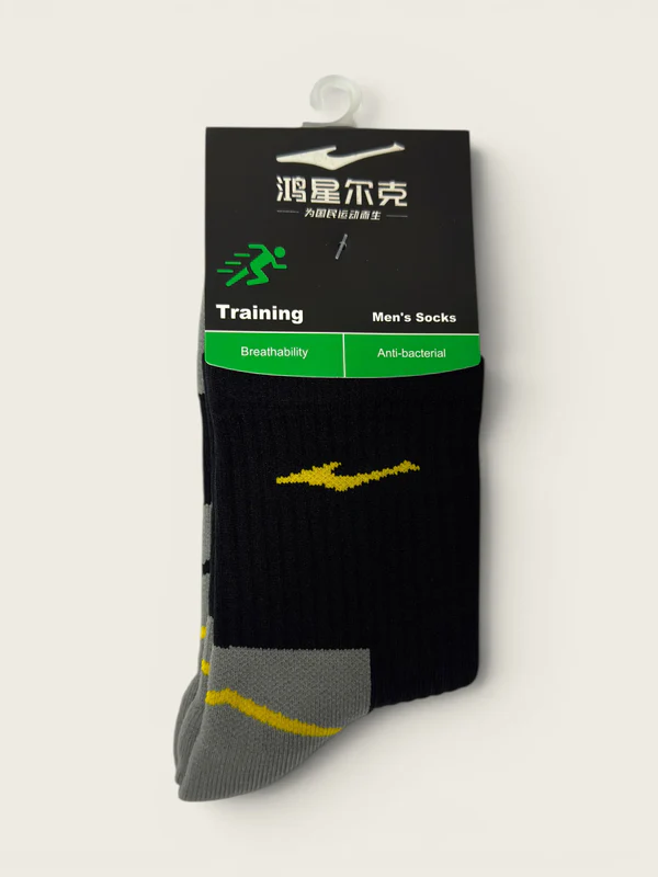 Nylon Men Looped Mid Socks - Black