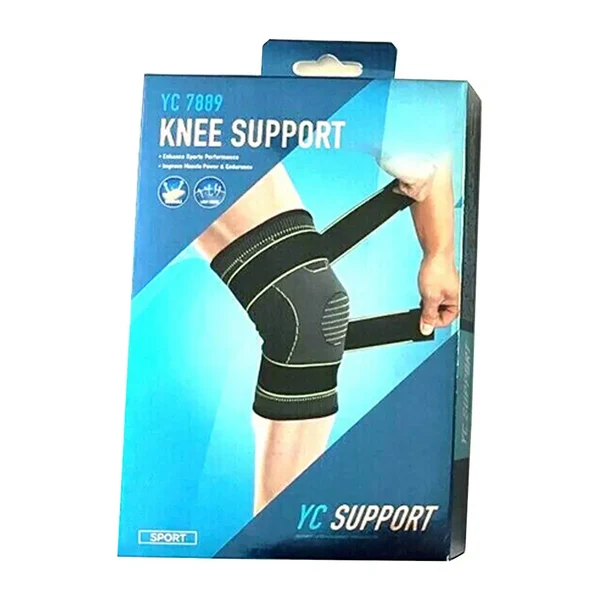 Knee Support - Adjustable With Straps - Black/Green Single Piece